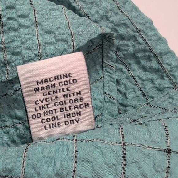 Habitat Top Womens Small Blue Button Front Art Crinkle Blouse - Picture 7 of 9